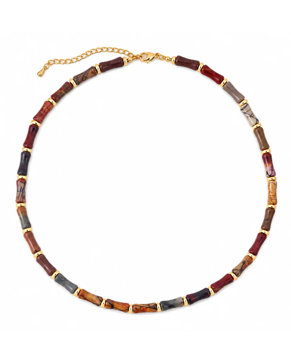 Bamboo Necklace With Charm - Picasso Jasper