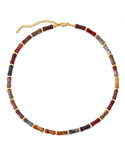Bamboo Necklace With Charm - Picasso Jasper