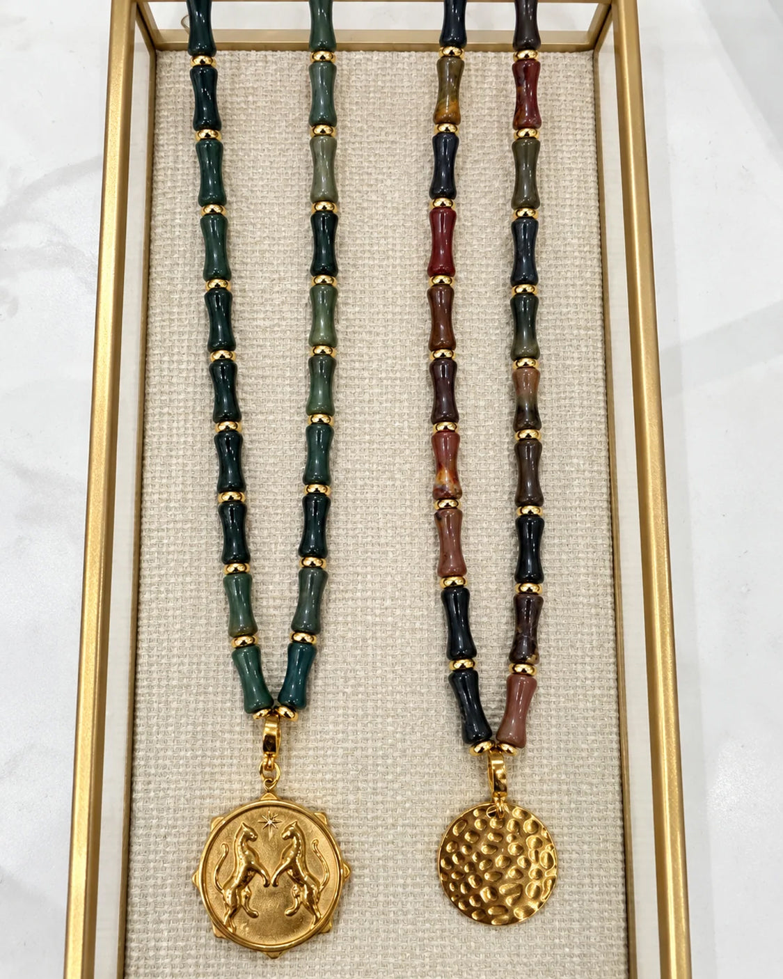 Bamboo Necklace With Charm - Picasso Jasper