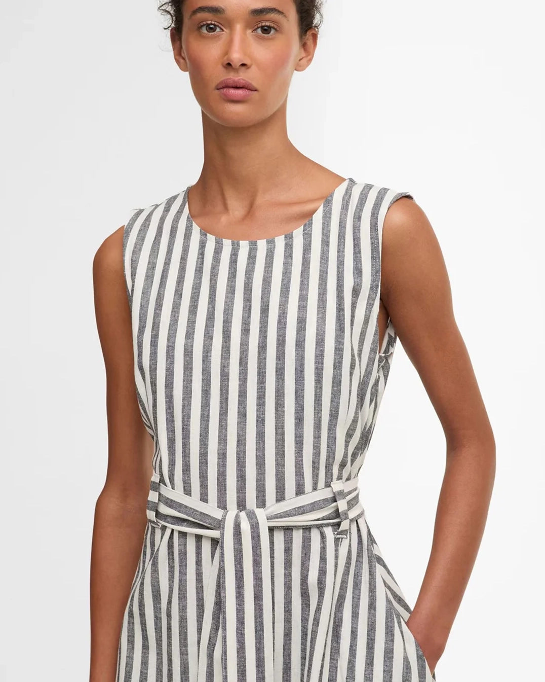 Inez Midi Dress - Dark Navy Stripe