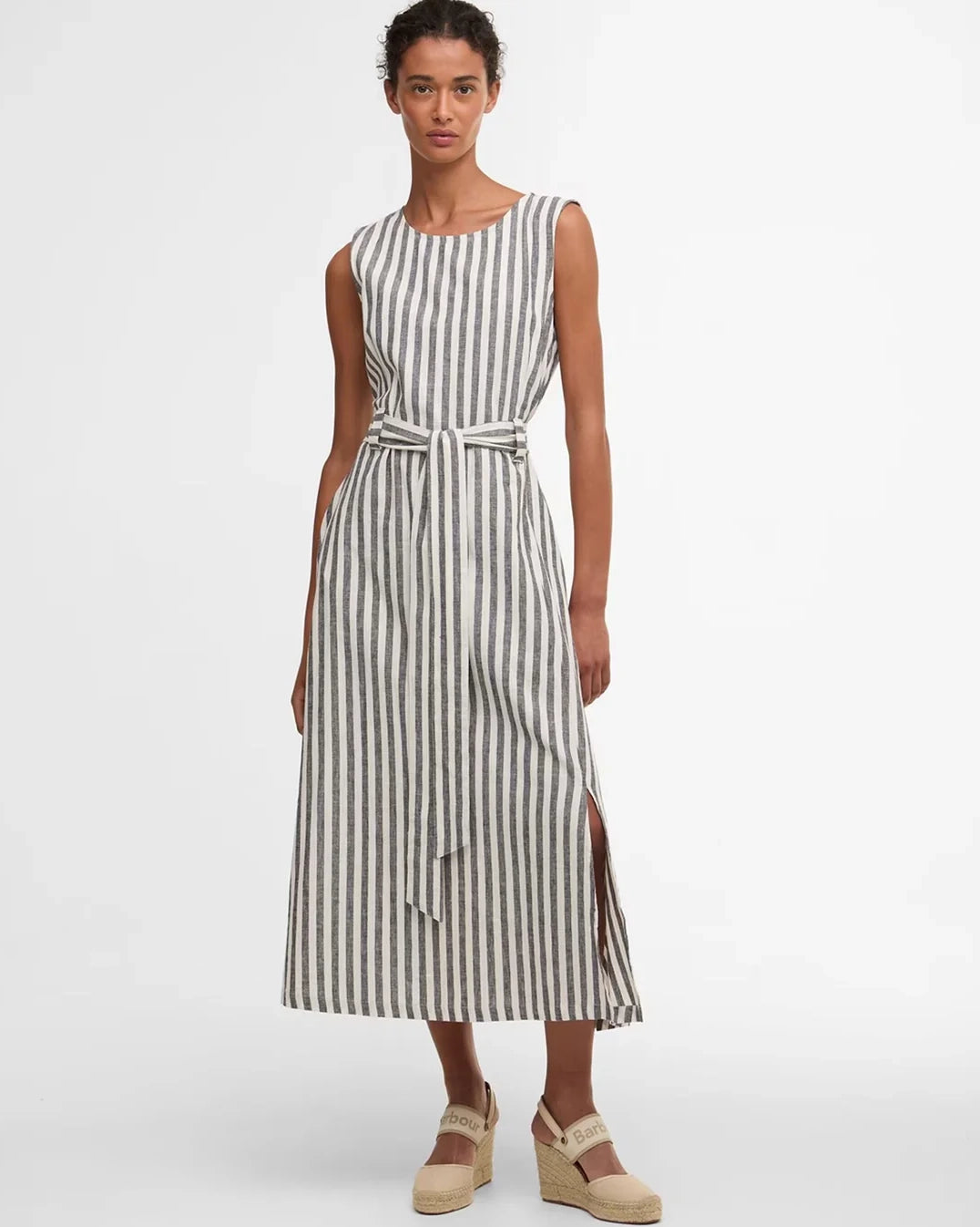 Inez Midi Dress - Dark Navy Stripe