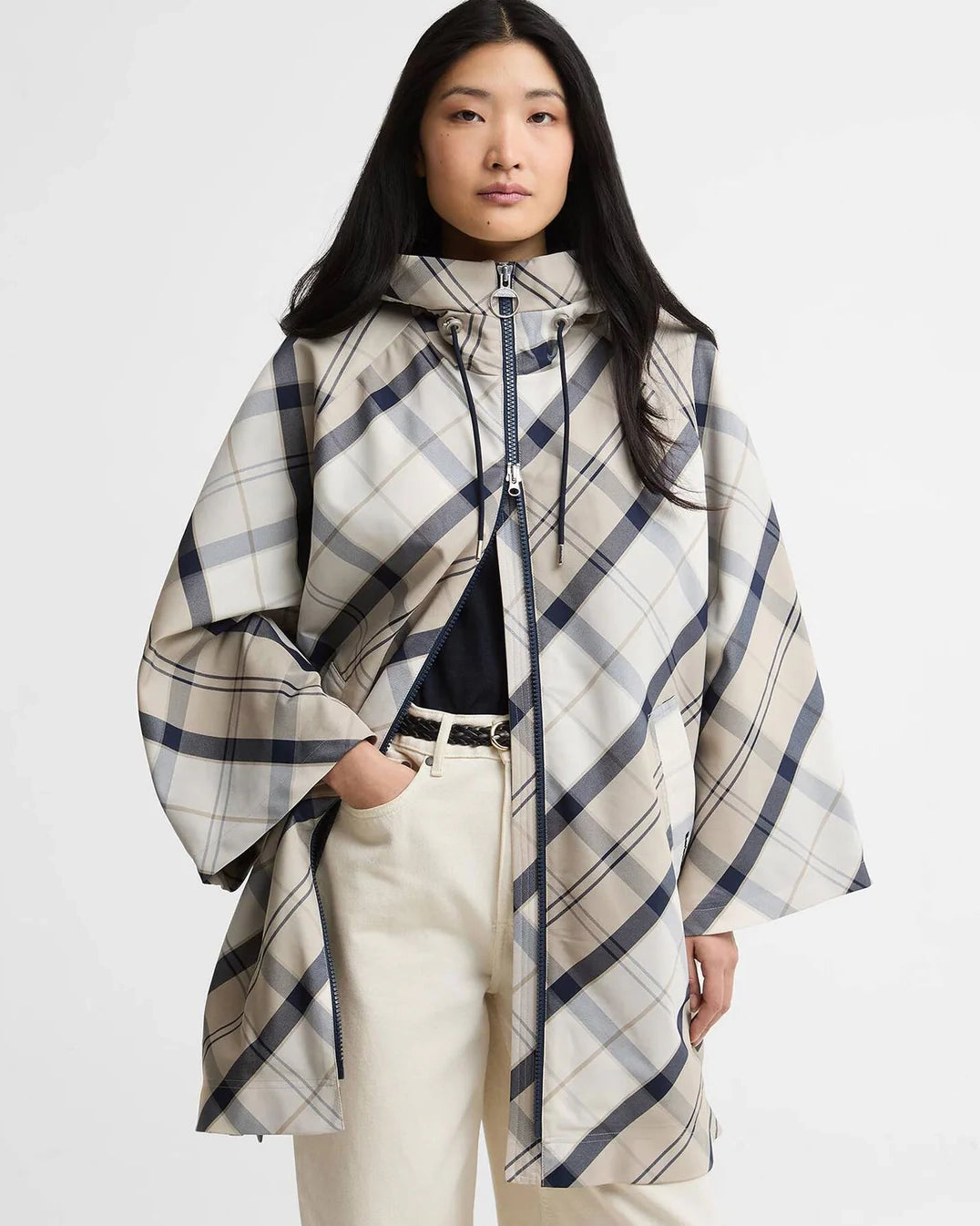 Kinsale Tartan Showerproof Cape - Dress Navy Tartan