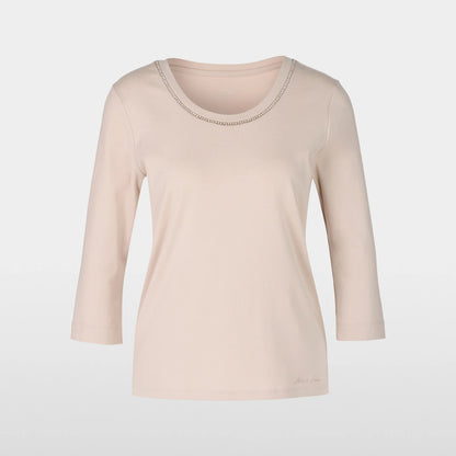 Beaded Trim T-Shirt - Taupe