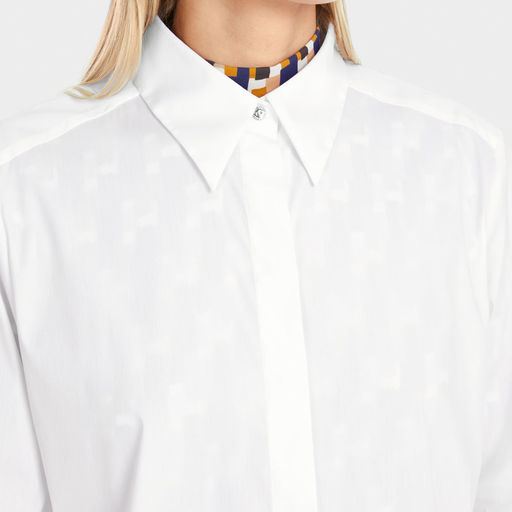 Beaded Trim Cotton Shirt - White