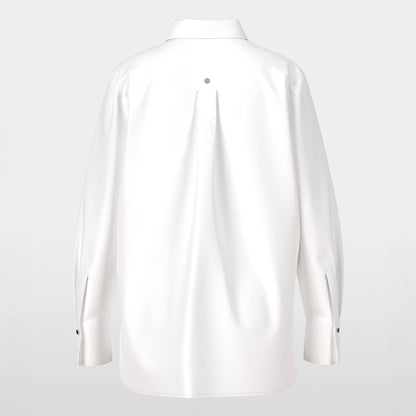 Beaded Trim Cotton Shirt - White