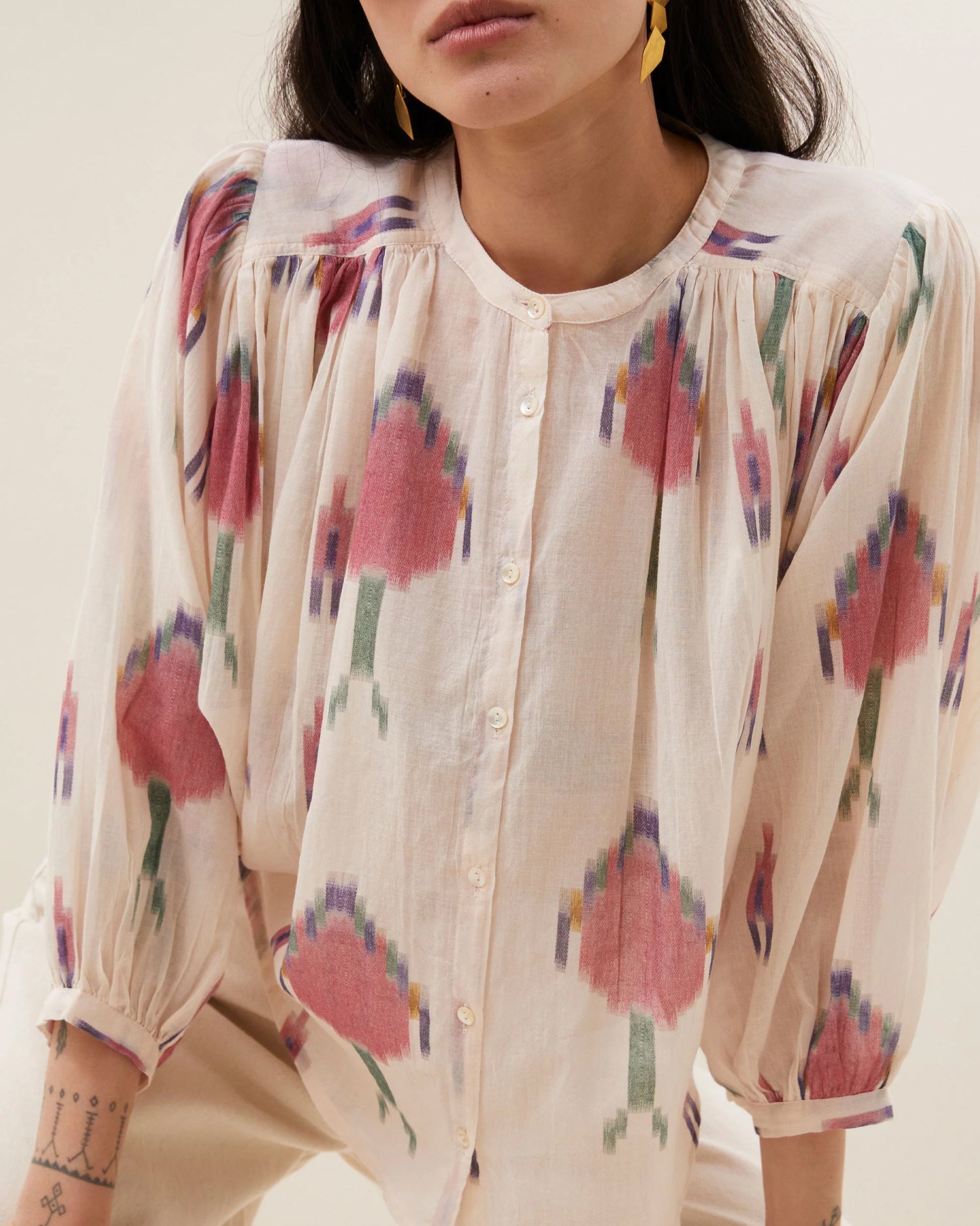 Becky Ikat Blouse - Spring Pink