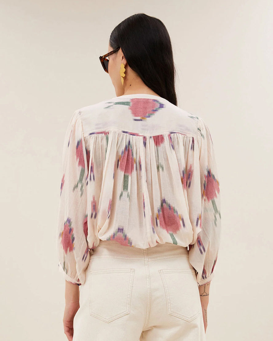 Becky Ikat Blouse - Spring Pink