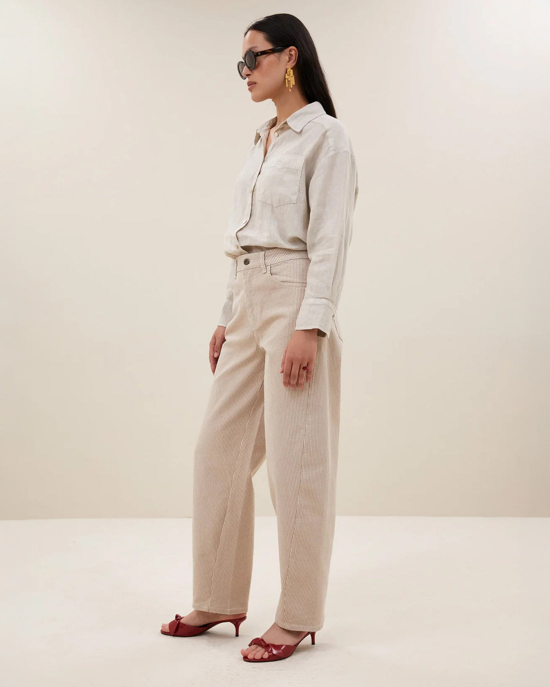 Begum Stripe Jean - Sand Stripe