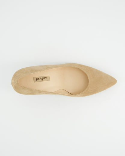 Suede Court Shoe - Beige