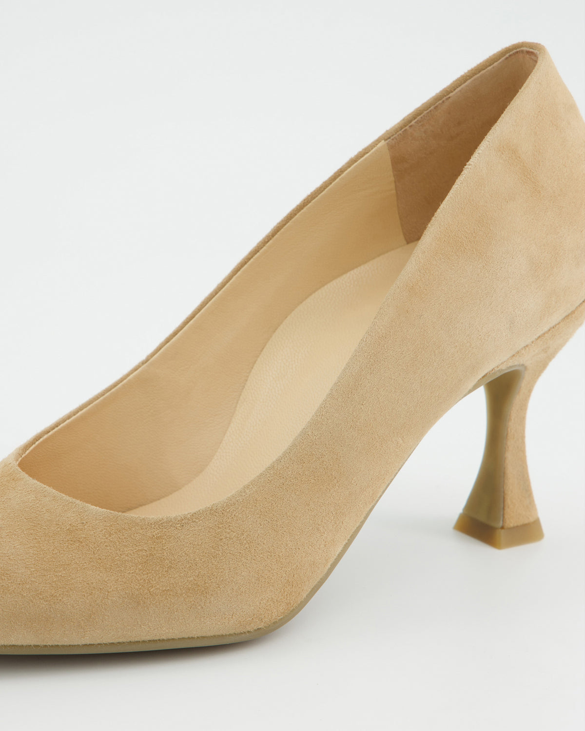 Suede Court Shoe - Beige