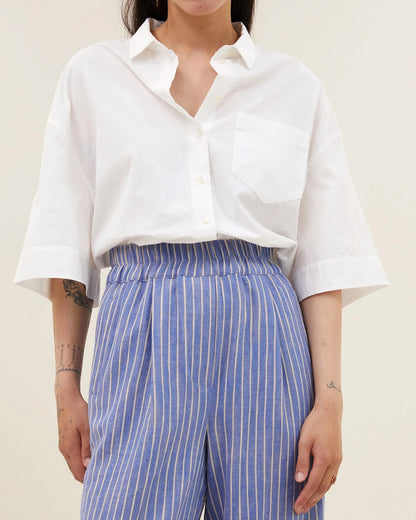 Benji Stripe Wide Leg Trousers - Sapphire Blue
