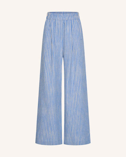 Benji Stripe Wide Leg Trousers - Sapphire Blue