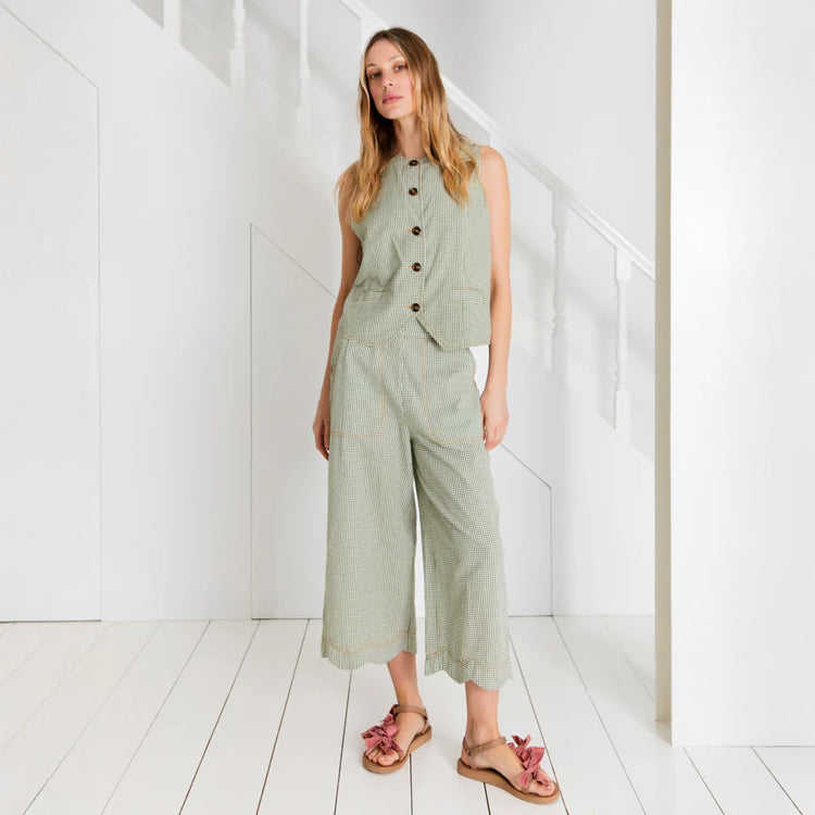 Aide Trouser - Green Gingham