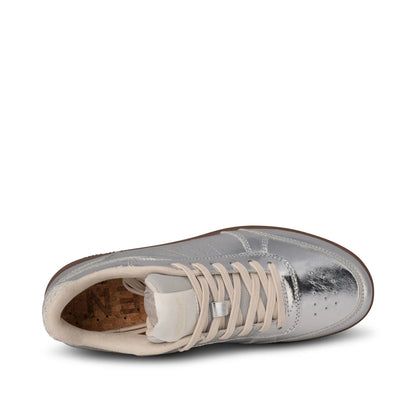 Bjork Leather Trainer - Silver