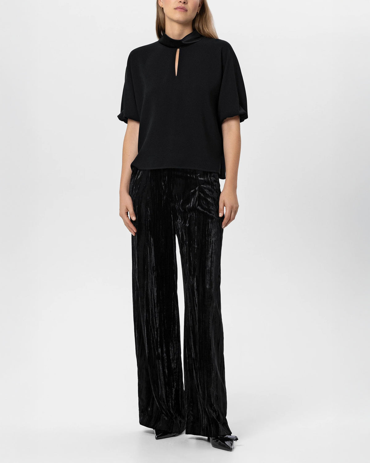 Blouse With Puff Sleeves - Deep Black