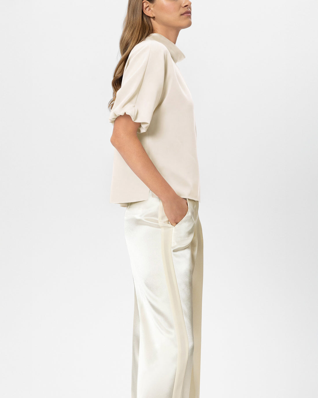 Blouse With Puff Sleeves - Eggshell