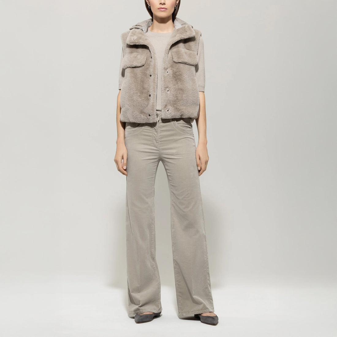 Bootcut Velvet Pant - Oyster