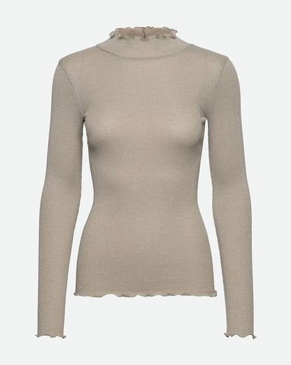 Boston Lurex Long Sleeve Regular T-Neck T-Shirt - Abbey Stone