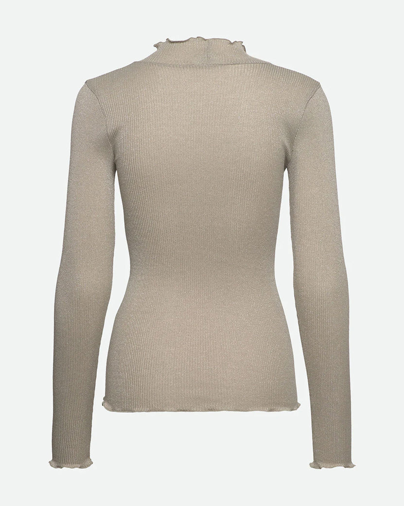 Boston Lurex Long Sleeve Regular T-Neck T-Shirt - Abbey Stone