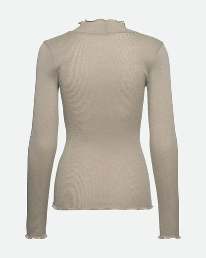 Boston Lurex Long Sleeve Regular T-Neck T-Shirt - Abbey Stone