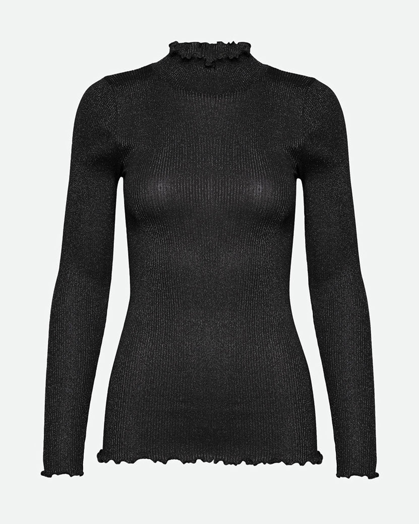 Boston Lurex Long Sleeve Regular T-Neck T-Shirt - Black