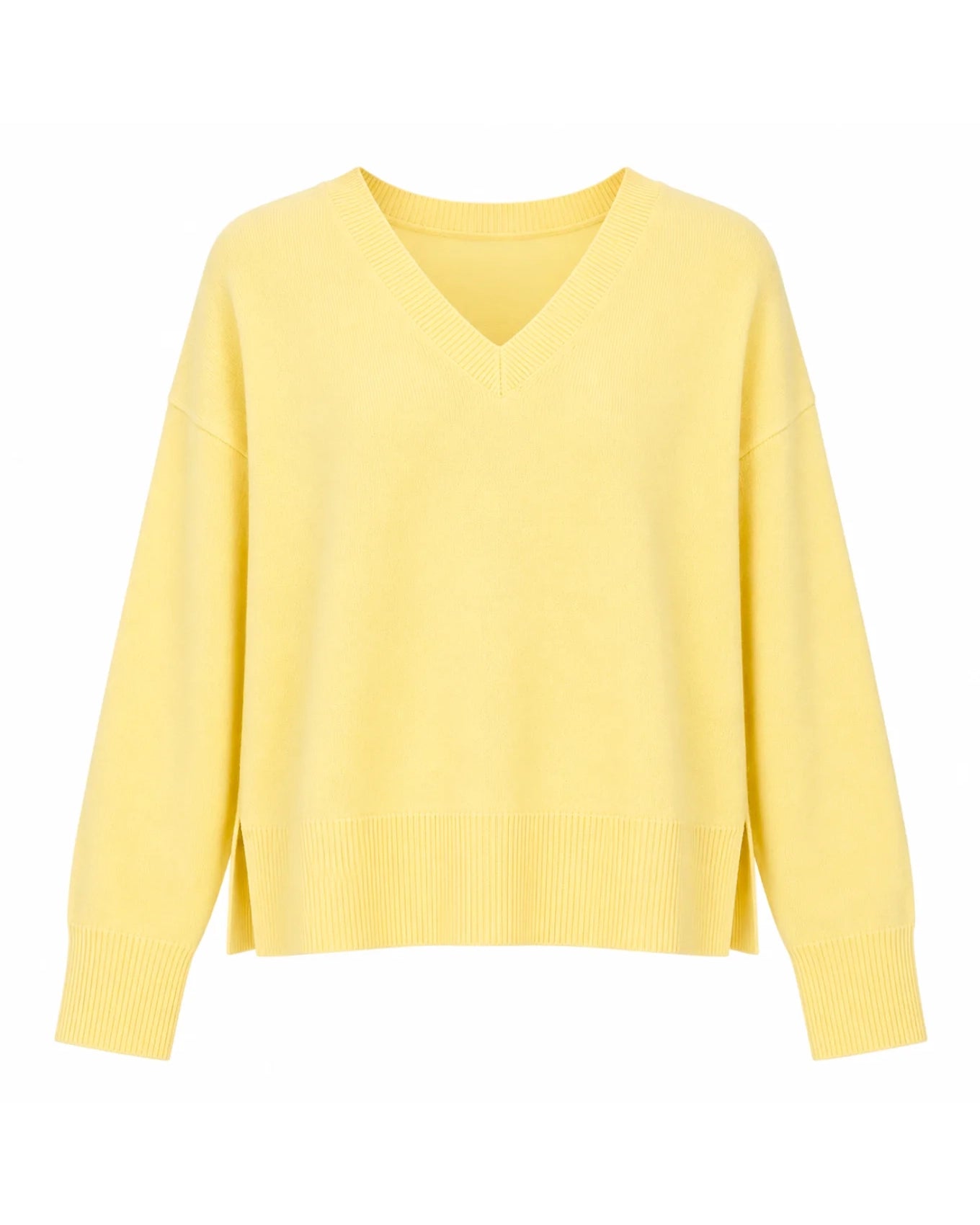 Boulder Long Sleeve V Neck Jumper - Butter Yellow