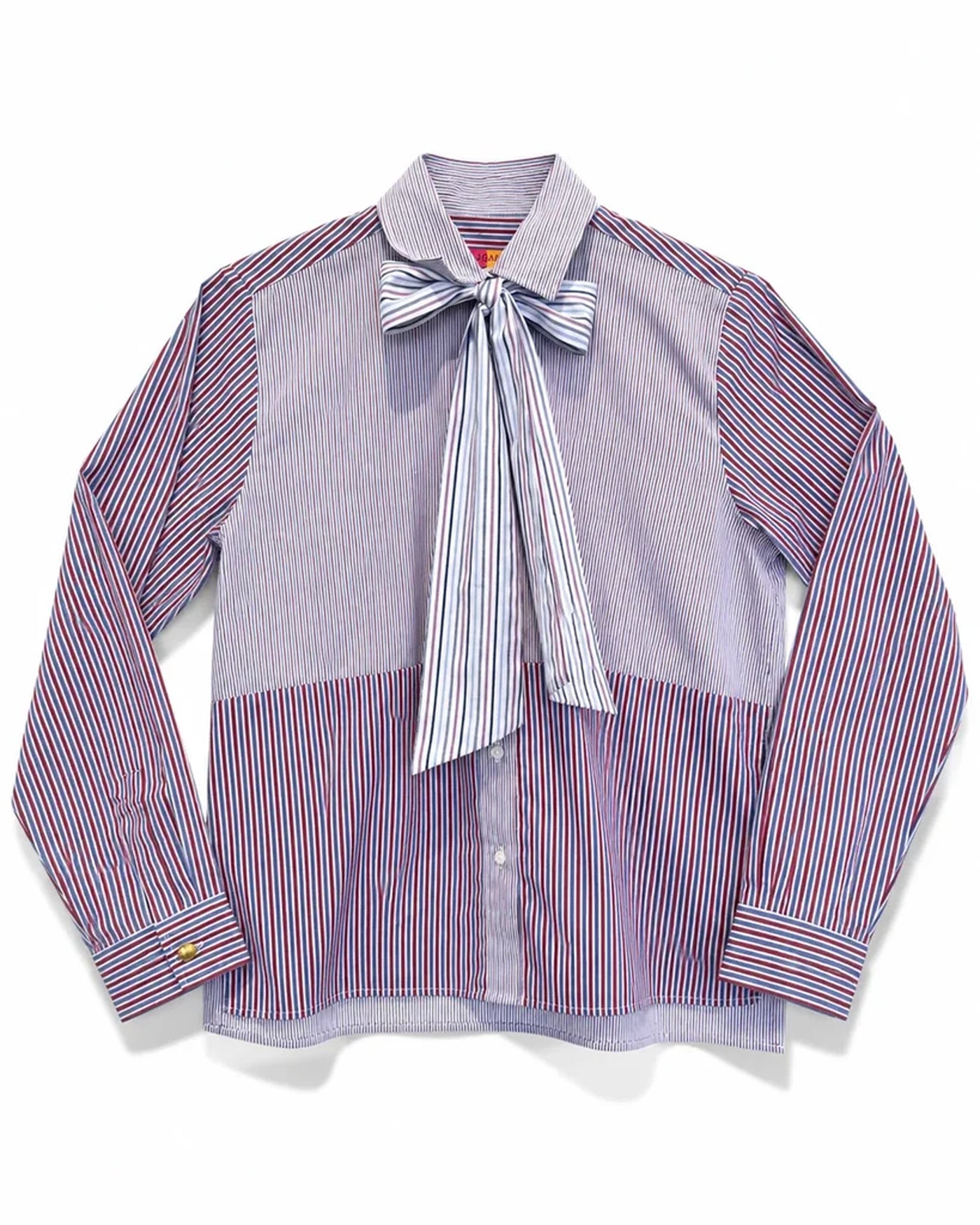 Bow Stripe Blouse - White Multi