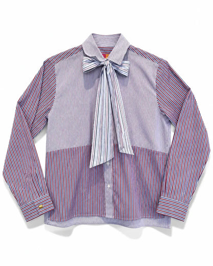 Bow Stripe Blouse - White Multi