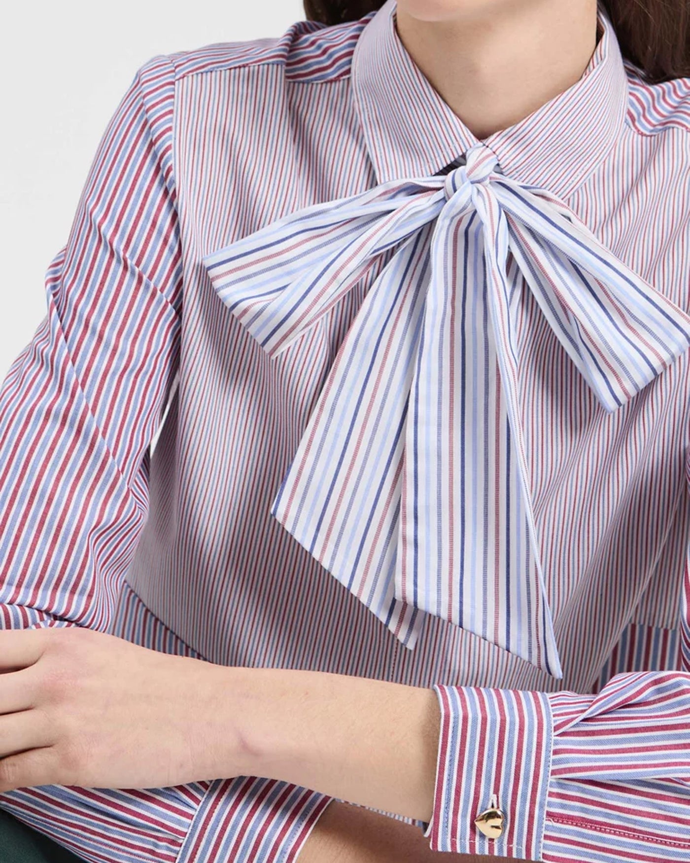 Bow Stripe Blouse - White Multi
