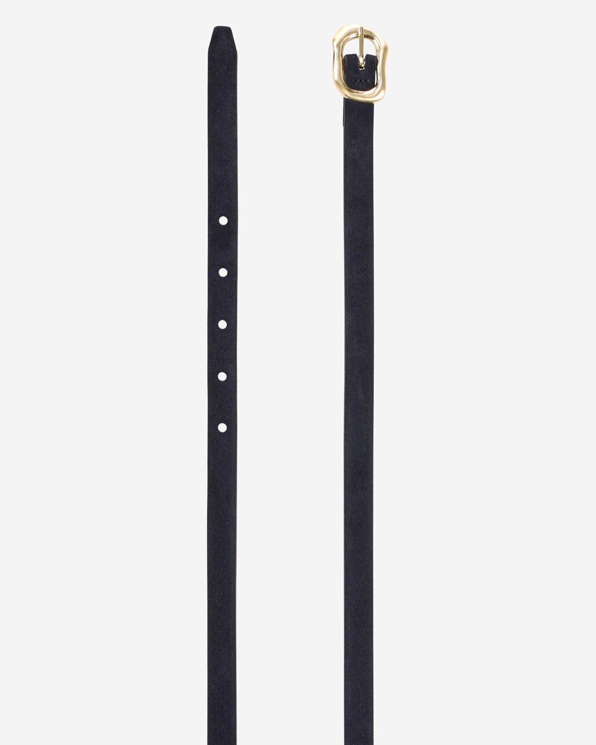 Suede Small Gold Buckle Belt - Navy