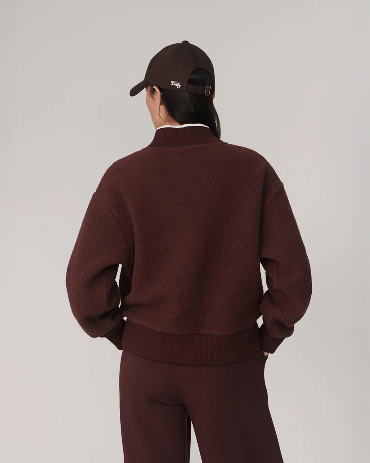 Brenna Button Neck Fleece - Mahogany