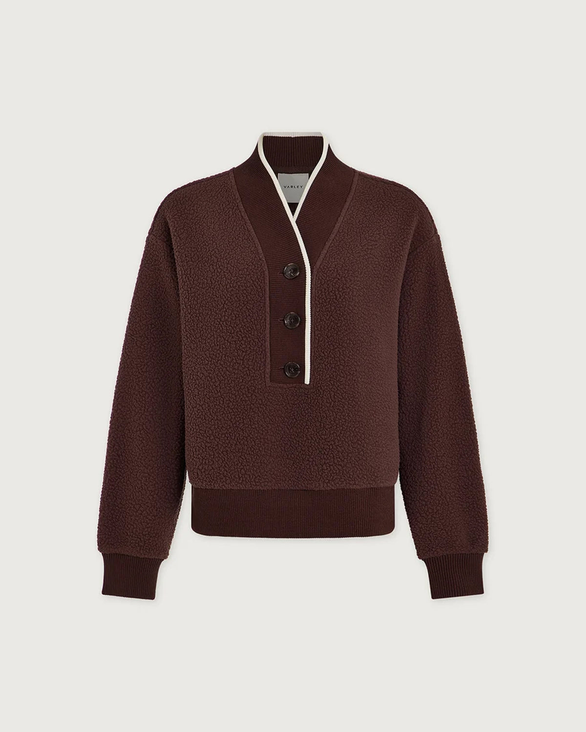 Brenna Button Neck Fleece - Mahogany