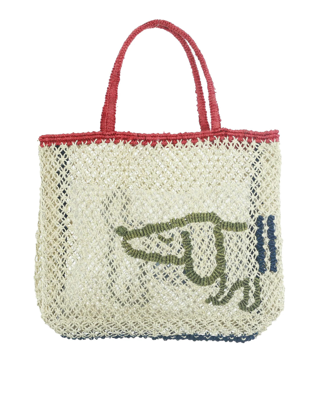 Breton Dog Small Jute Bag - Navy