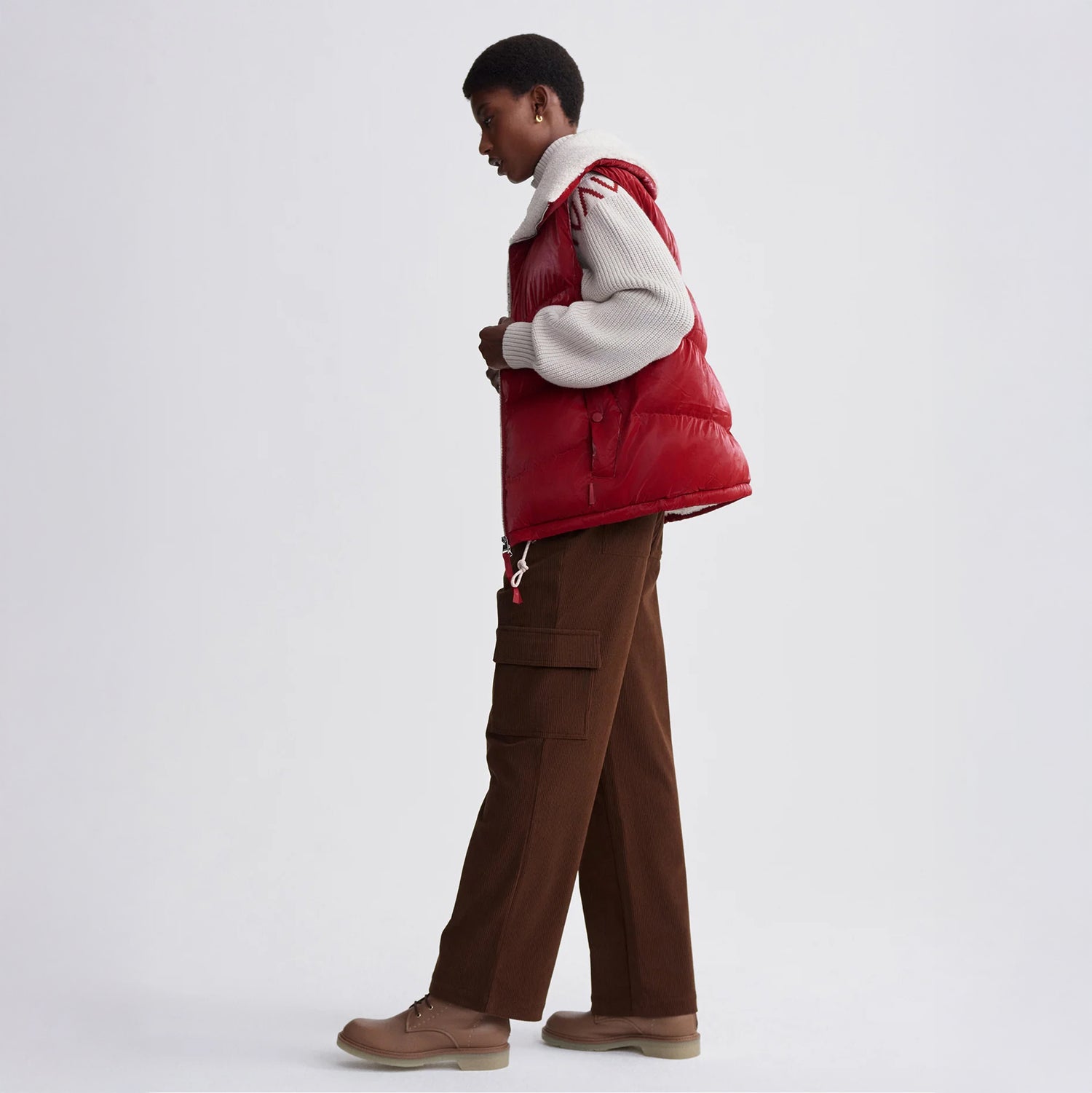 Brock Puffer Gilet - Red Dahlia