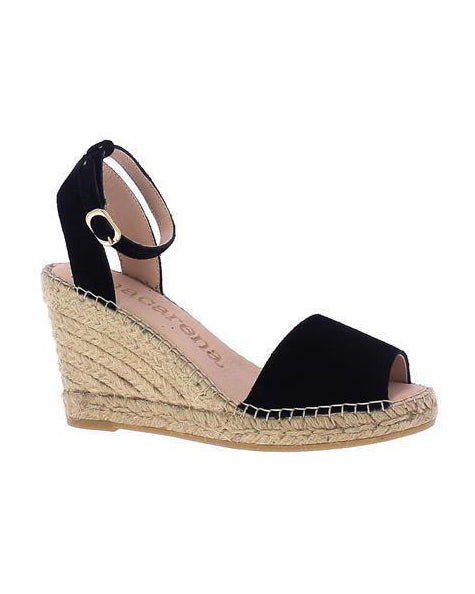 Open Toe Buckle Espadrille - Black