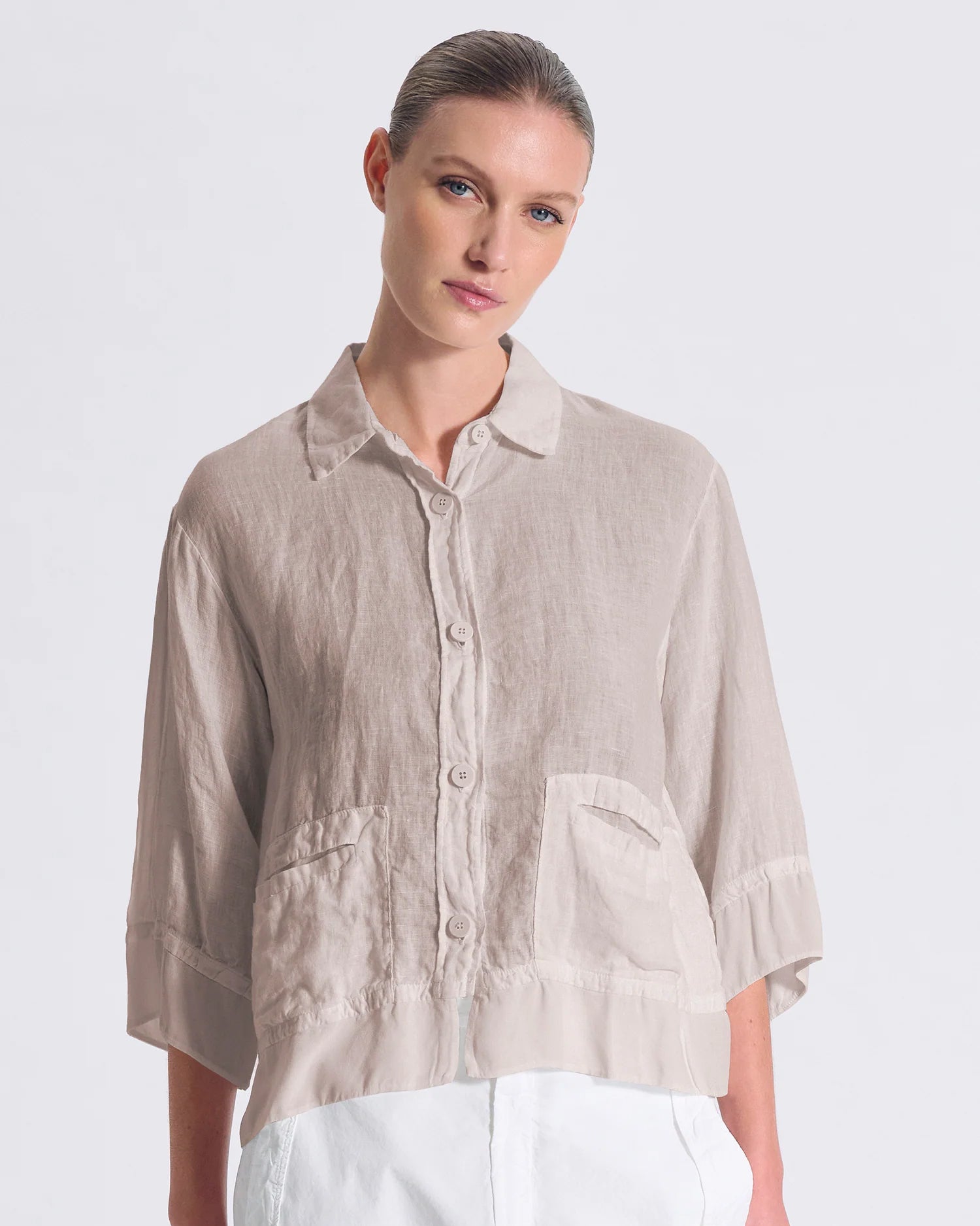 Linen Mix Pocket Jacket - Rope