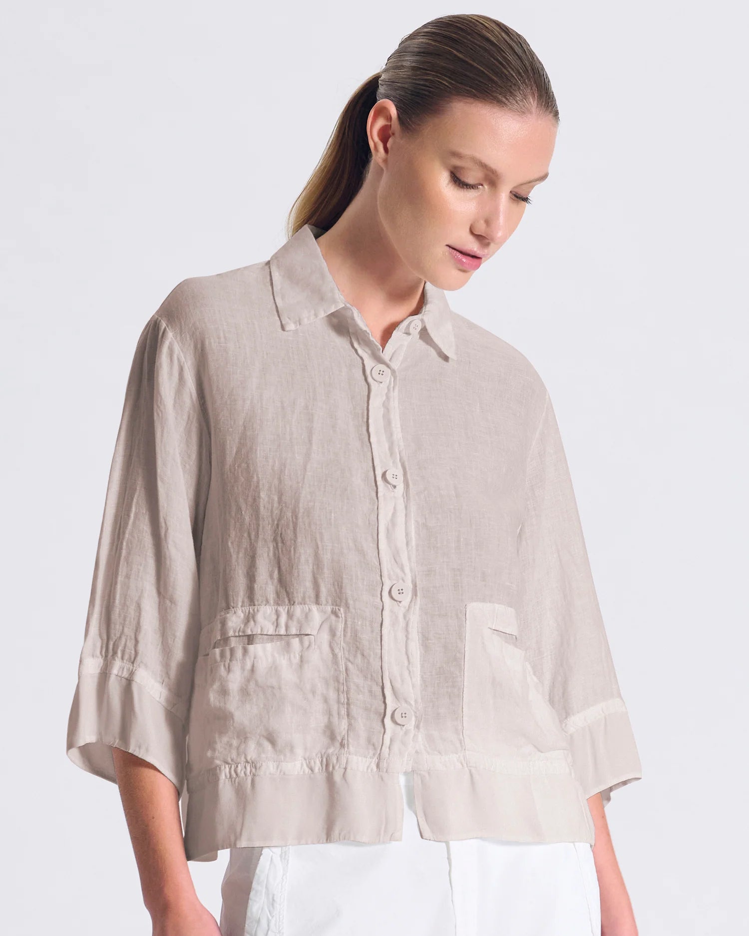 Linen Mix Pocket Jacket - Rope