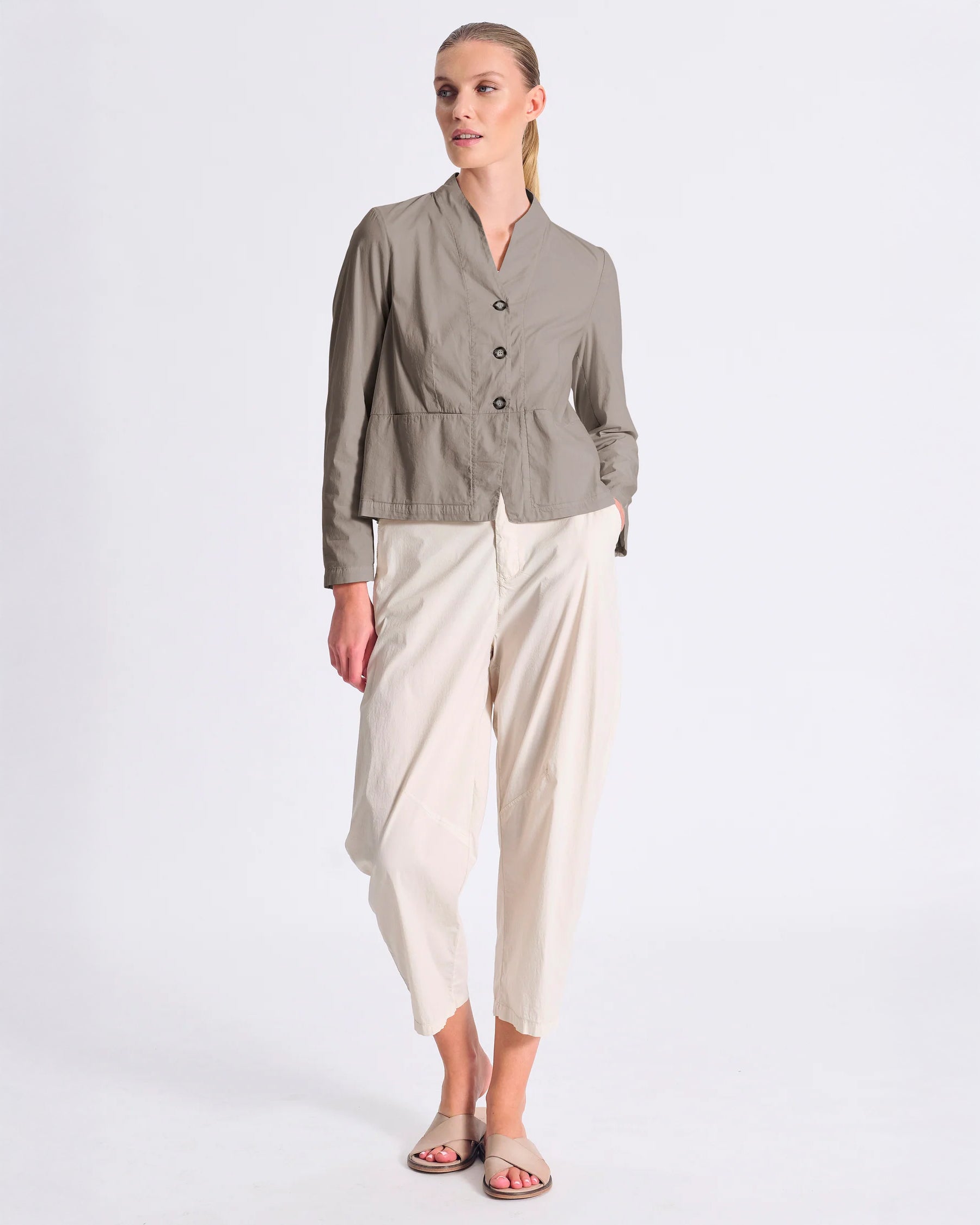 Fitted Jacket With Seam - Taupe