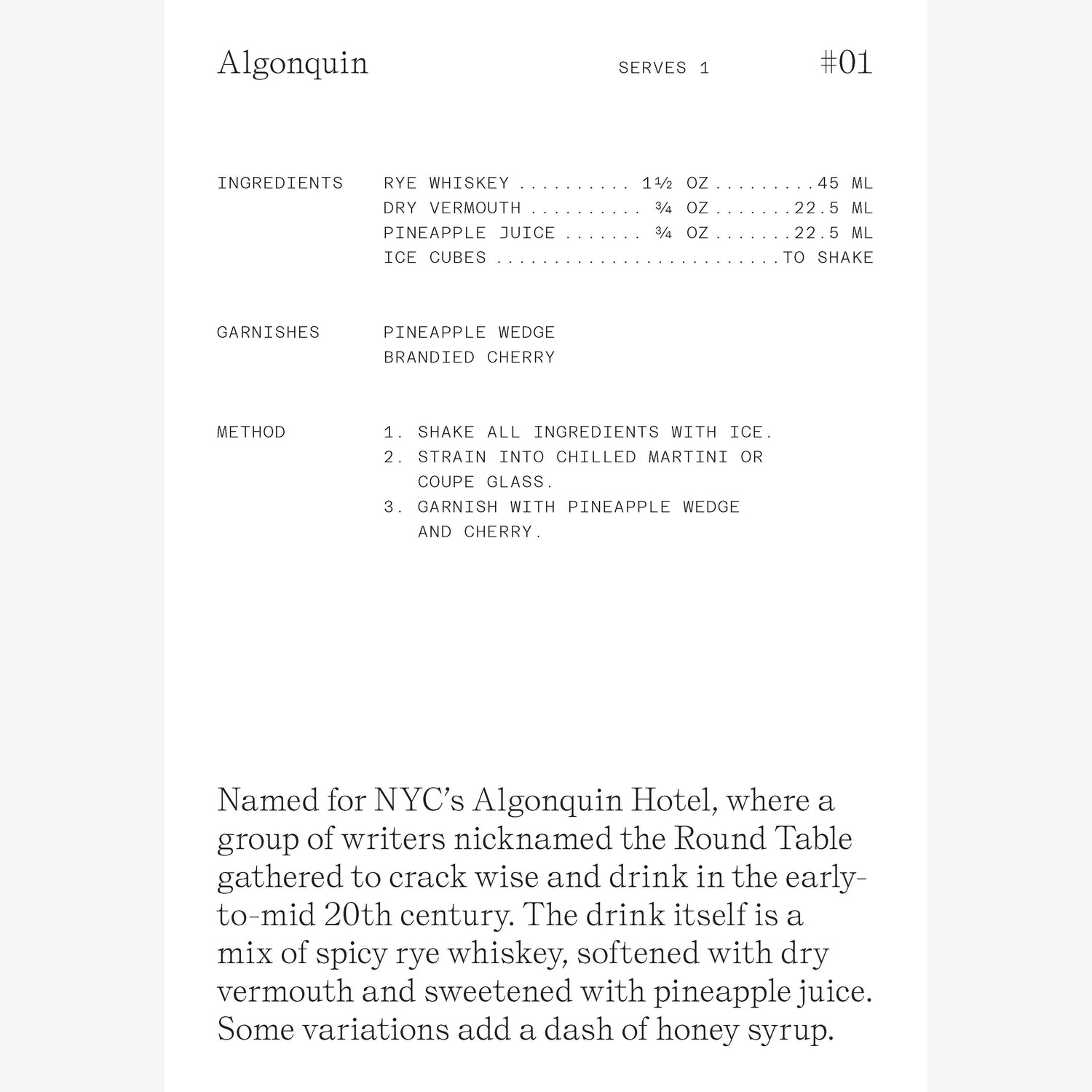 Cocktail Cabinet: Whiskey Recipe Cards