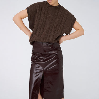 Cable Knit Vest - Brown