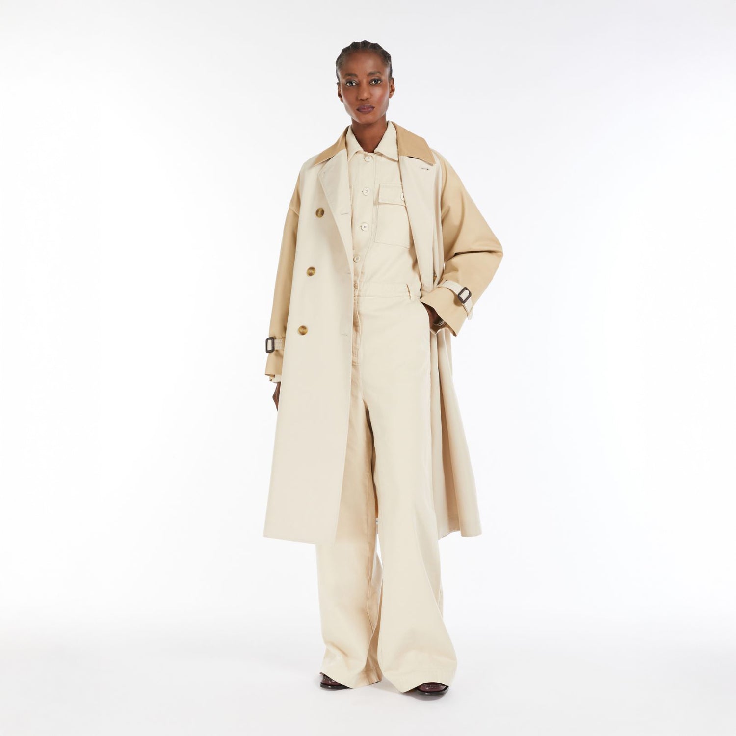 Canasta Two Tone Trench Coat - Ice