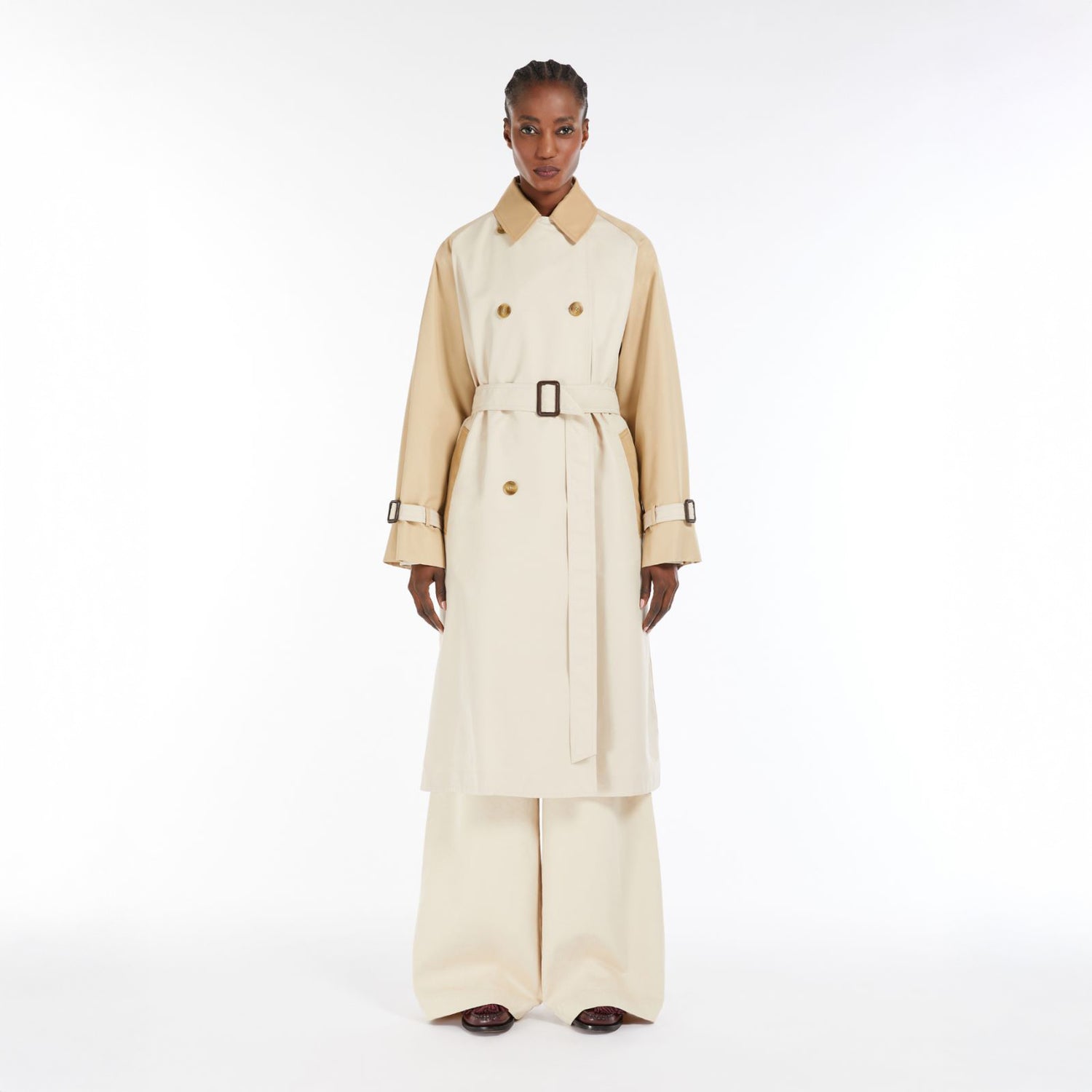 Canasta Two Tone Trench Coat - Ice