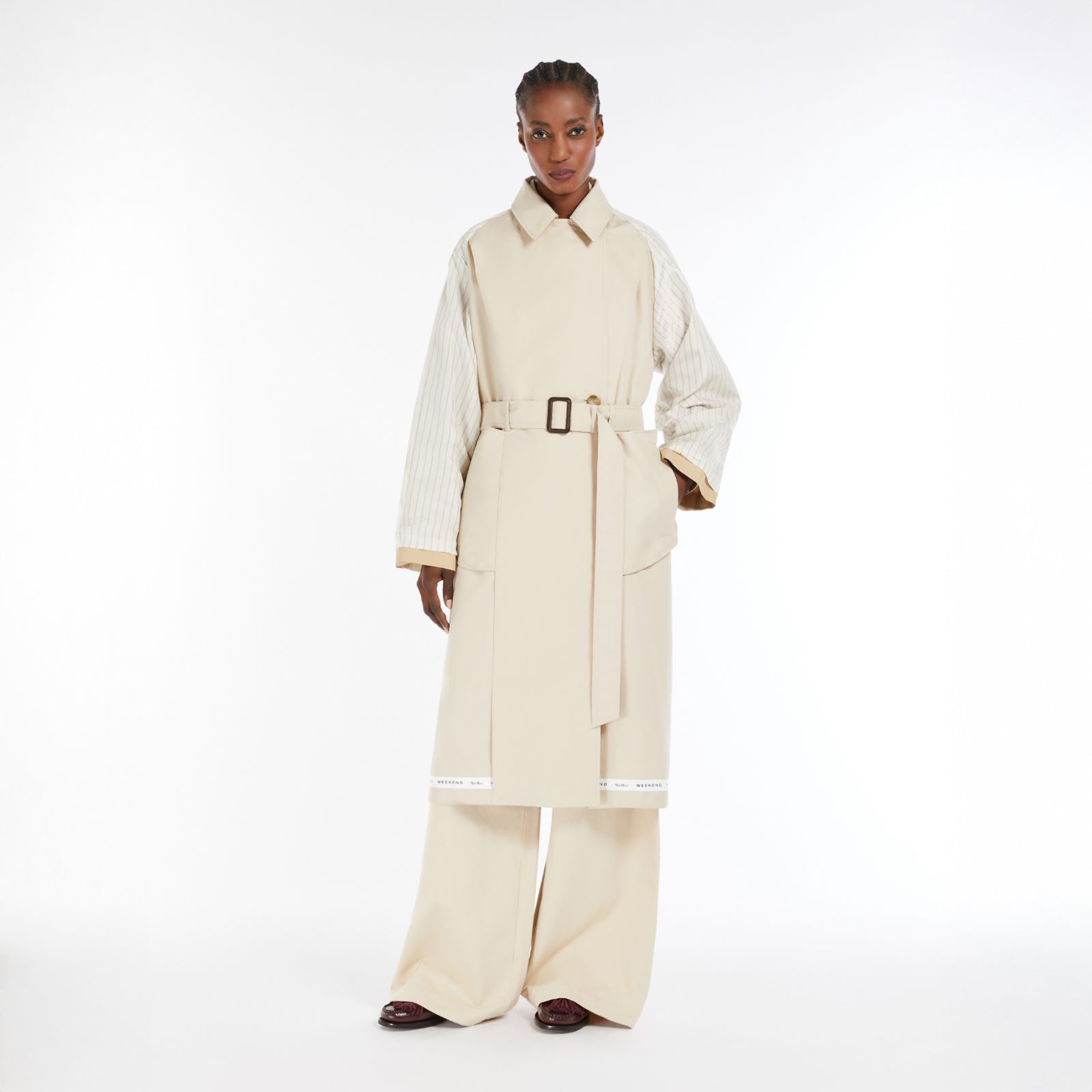 Canasta Two Tone Trench Coat - Ice