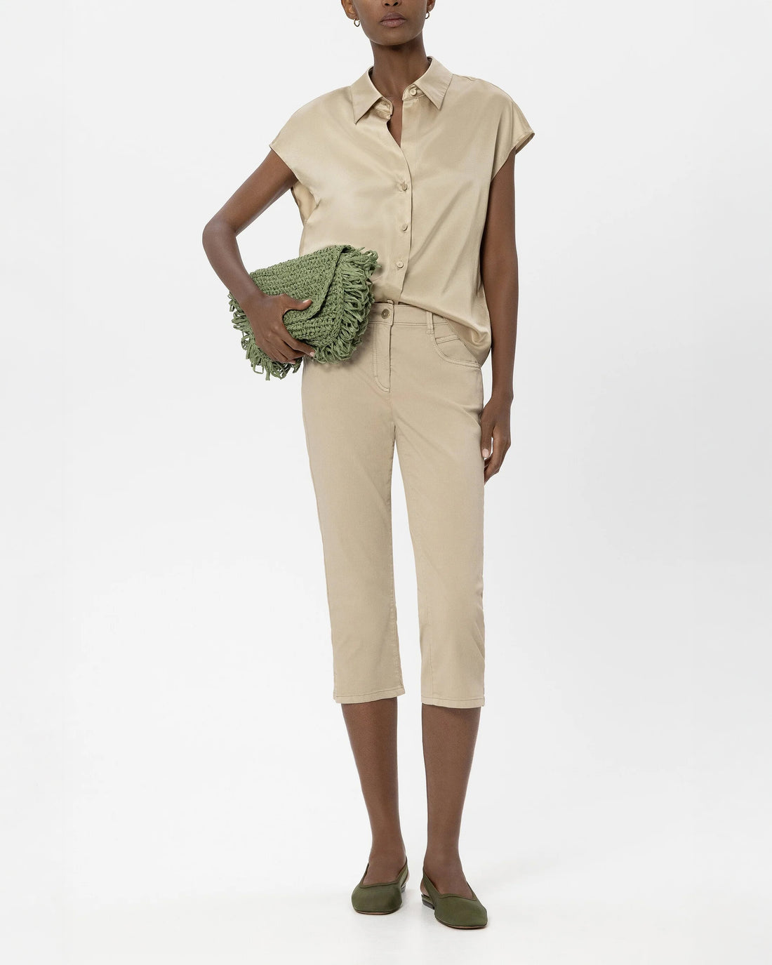 Capri Denim Trousers - Sand