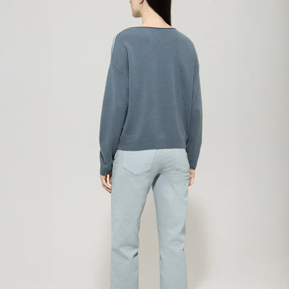 Cashmere Blend Seam Detail Knit - Greyish Blue
