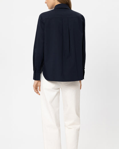 Cashmere/Silk Polo Shirt With Removable Collar - Smoky Blue