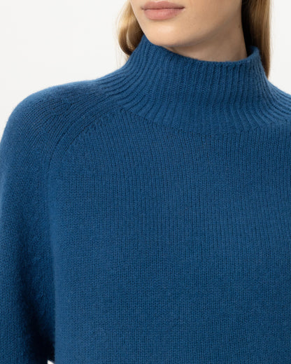 Cashmere Blend Turtleneck Knit - Sapphire