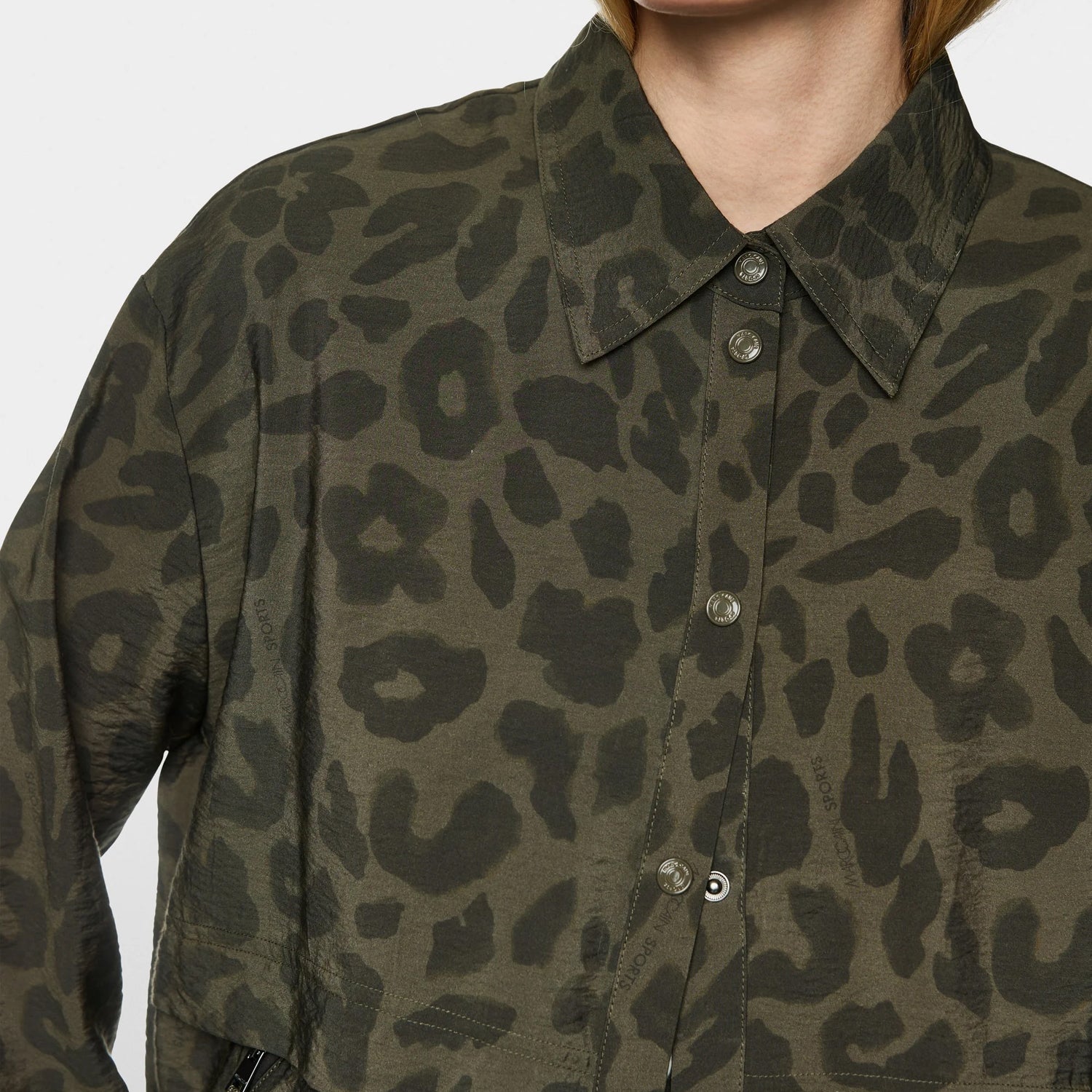 Casual Animal Print Sports Jacket - Olive Drab