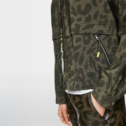 Casual Animal Print Sports Jacket - Olive Drab