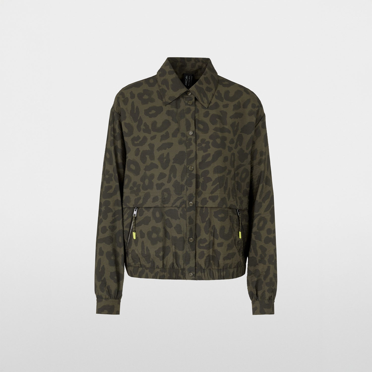 Casual Animal Print Sports Jacket - Olive Drab